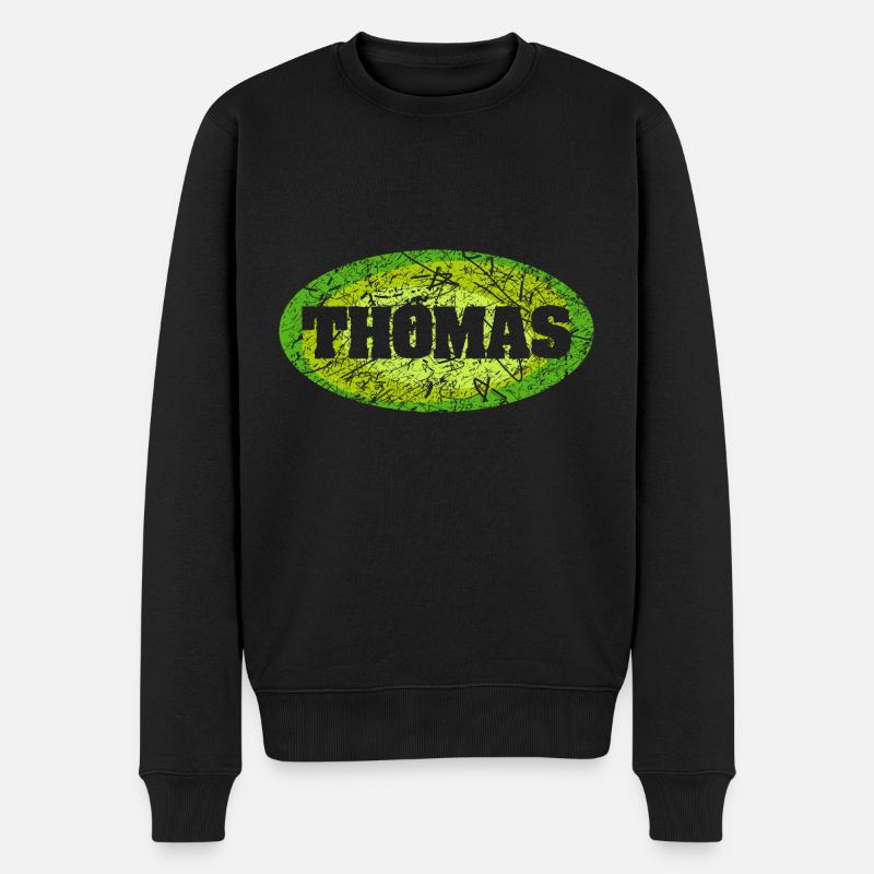 Retro Thomas - Männer Premium Bio Pullover - Schwarz