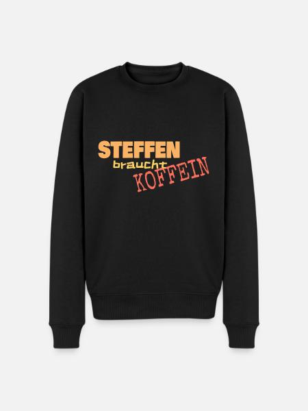 Cafe Steffen braucht Koffein - Männer Premium Bio Pullover - Schwarz