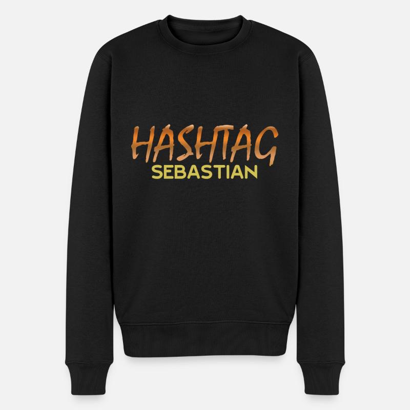 Hashtag Social Media SEBASTIAN Sebastian - Männer Premium Bio Pullover - Schwarz