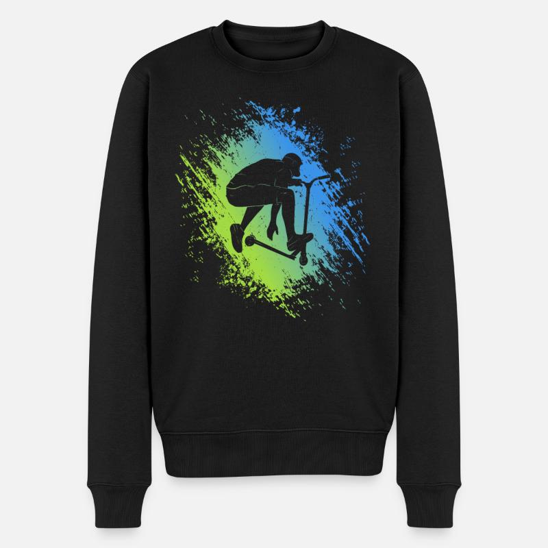 Stunt Scooter Roller Tricks Stuntroller Tretroller - Männer Premium Bio Pullover - Schwarz