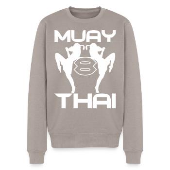 Thai Boxen - Männer Premium Bio Pullover - Taupe - Vorne - Nico (187cm)