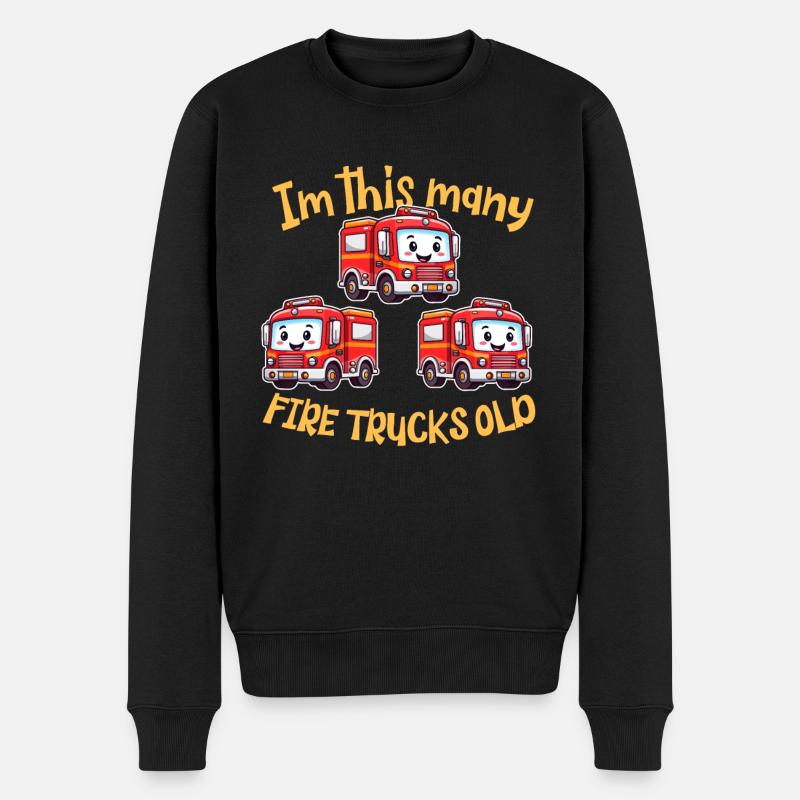 Süsses Feuerwehrauto - Im this many Firetrucks old - Männer Premium Bio Pullover - Schwarz