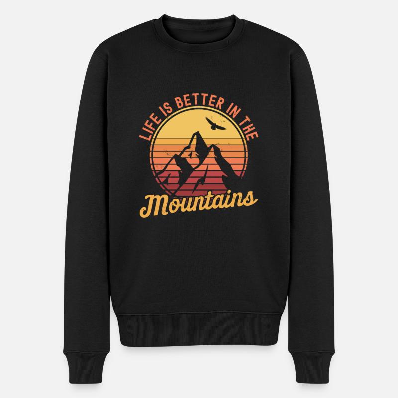 Berge - Männer Premium Bio Pullover - Schwarz