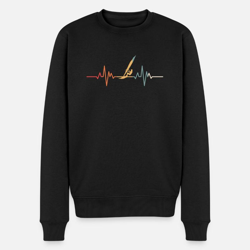 Battement de coeur de planche à voile - Pull Premium bio Homme - noir