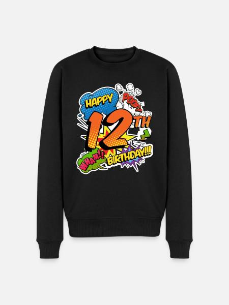 12th Birthday Young Comic Style Superheroes - Men's Premium Organic Jumper - black