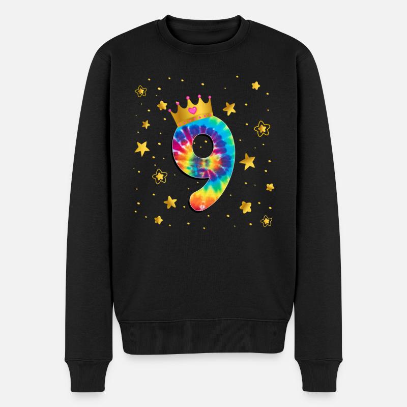 Bunter Geburtstag Färben 9 Jahre Alte Mädchen 9. - Männer Premium Bio Pullover - Schwarz