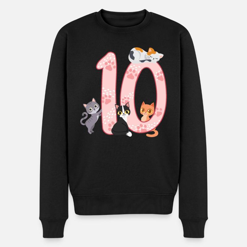 10ème anniversaire Fille Chat - Pull Premium bio Homme - noir