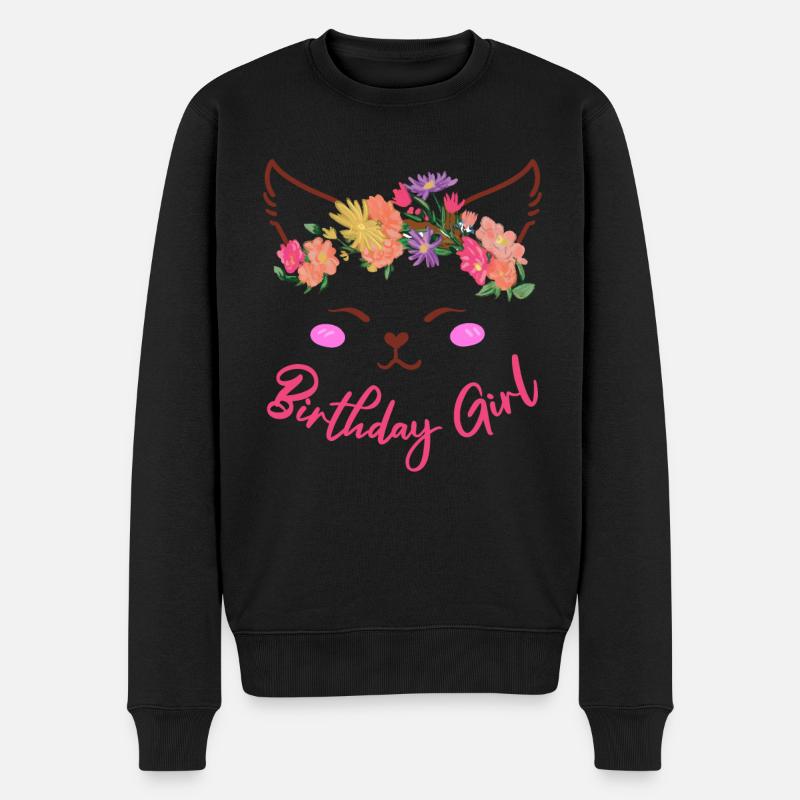 Geburtstag Mädchen Katzen Outfit birthday girl - Männer Premium Bio Pullover - Schwarz