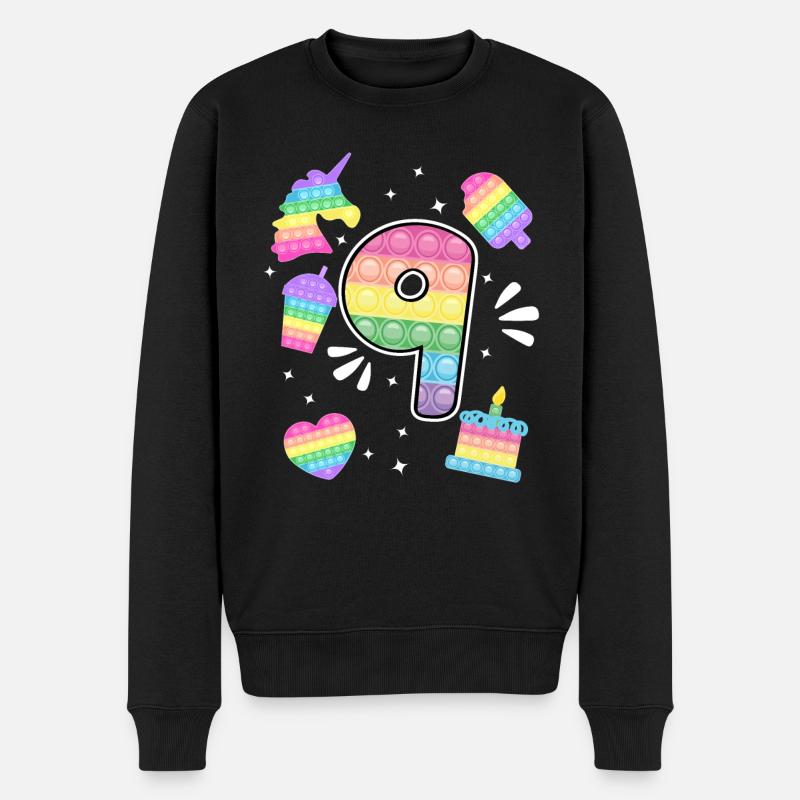 9. Geburtstag Pop 9 Jahr Party Für Mädchen pop it - Männer Premium Bio Pullover - Schwarz