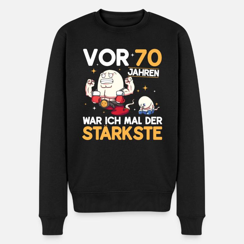 Vor 70 Jahren War Ich Der Stärkste 70. Geburtstag - Männer Premium Bio Pullover - Schwarz