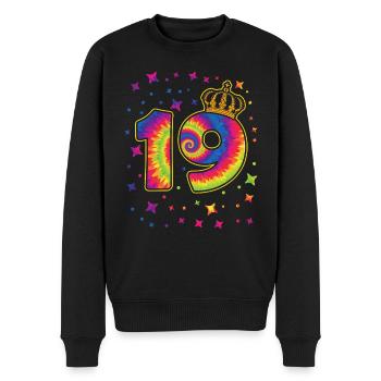 Tie-dye 19th birthday party 19 years old - Men's Premium Organic Jumper - black - Front - Nico (187cm)