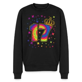 Tie-dye 17th birthday party 17 years old - Men's Premium Organic Jumper - black - Front - Nico (187cm)