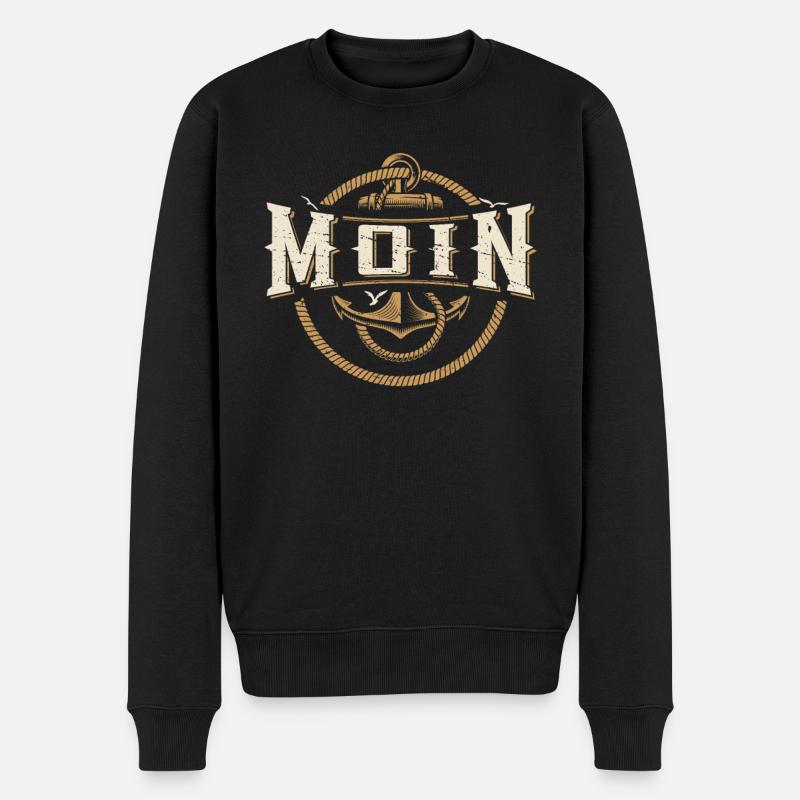 Moin ihr Spacken - Digga Spruch Meer Norddeutsch - Männer Premium Bio Pullover - Schwarz