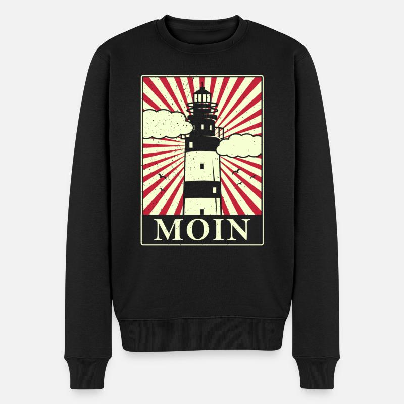 Moin ihr Spacken - Digga Spruch Meer Norddeutsch - Männer Premium Bio Pullover - Schwarz