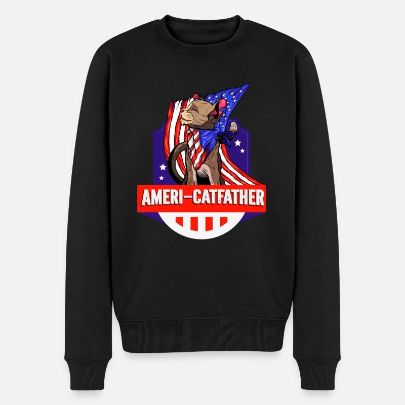 Ameri-catfather July 4 Independence Day - Men's Premium Organic Jumper - black