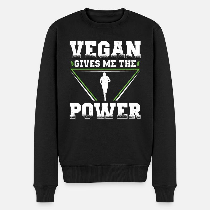 Vegan Gibt Mir Die Kraft Vegane Vegetarische - Männer Premium Bio Pullover - Schwarz