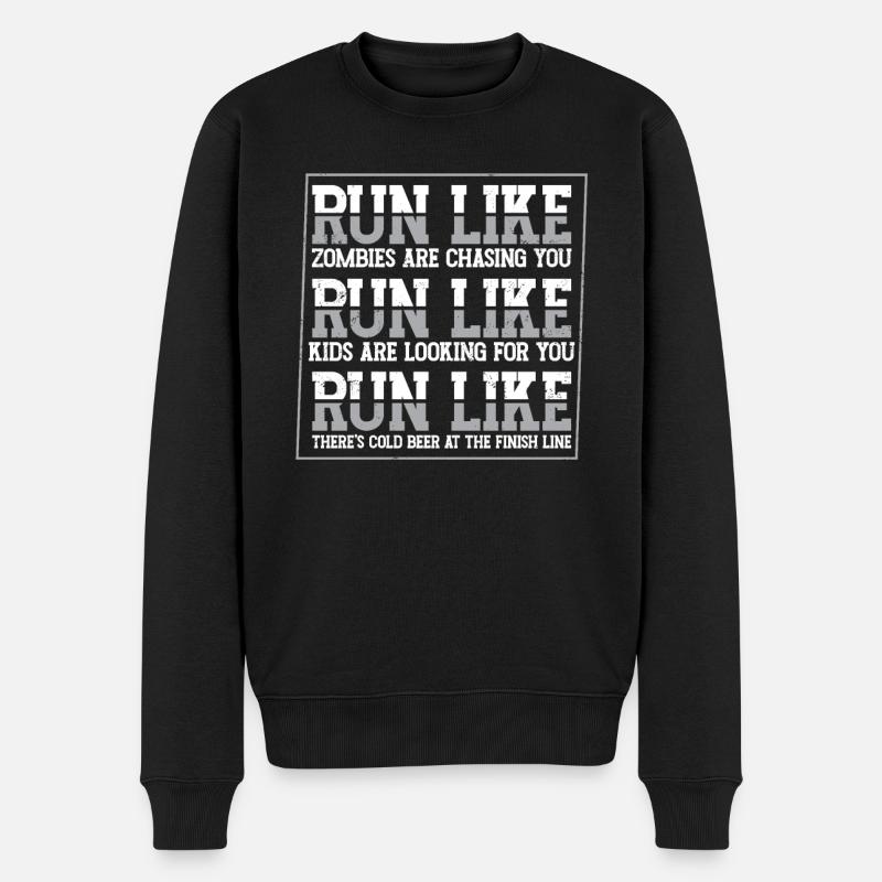 Run Like Zombies Are Chasing You - Männer Premium Bio Pullover - Schwarz