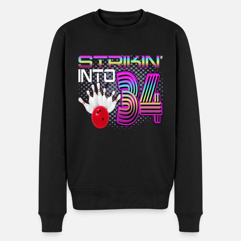 Striking Into 34 Bowling Bowler 34. Geburtstag - Männer Premium Bio Pullover - Schwarz