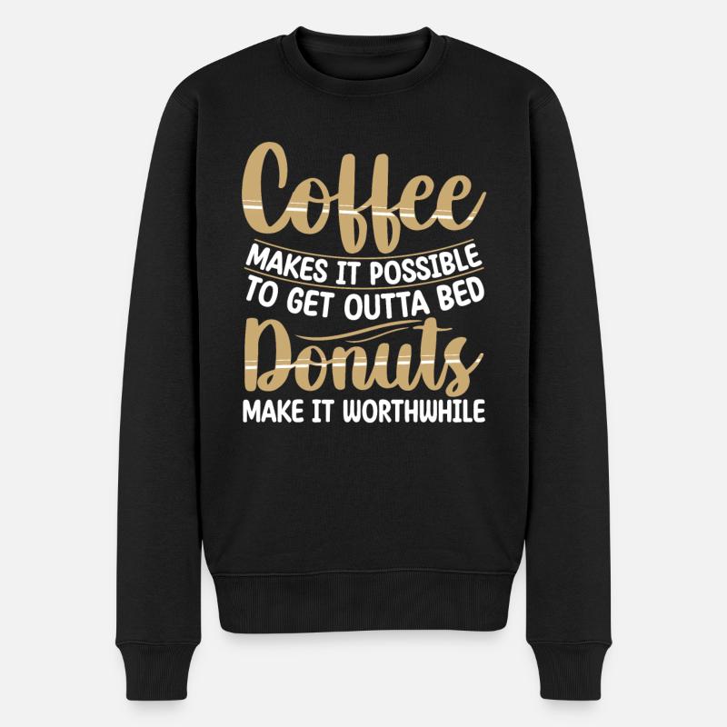 Kaffee Macht's Möglich | Donut-liebhaber-t-shirt - Männer Premium Bio Pullover - Schwarz