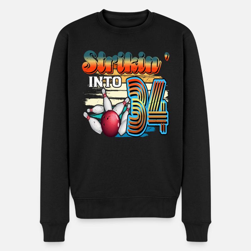 Strikin' Into 34 Bowling Bowler 34. Geburtstag - Männer Premium Bio Pullover - Schwarz