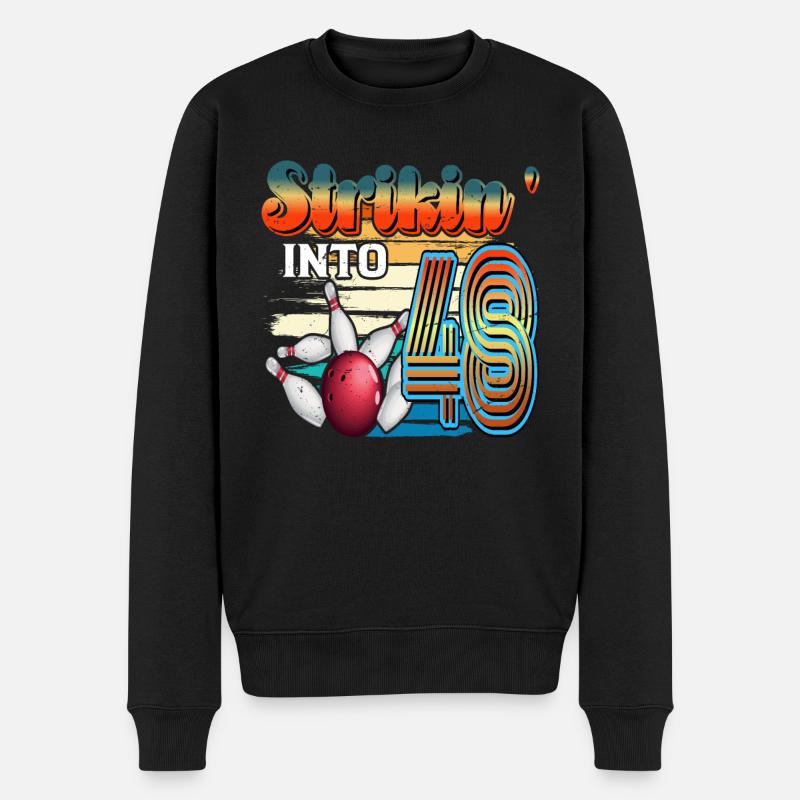 Strikin' Into 48 Bowling Bowler 48. Geburtstag - Männer Premium Bio Pullover - Schwarz