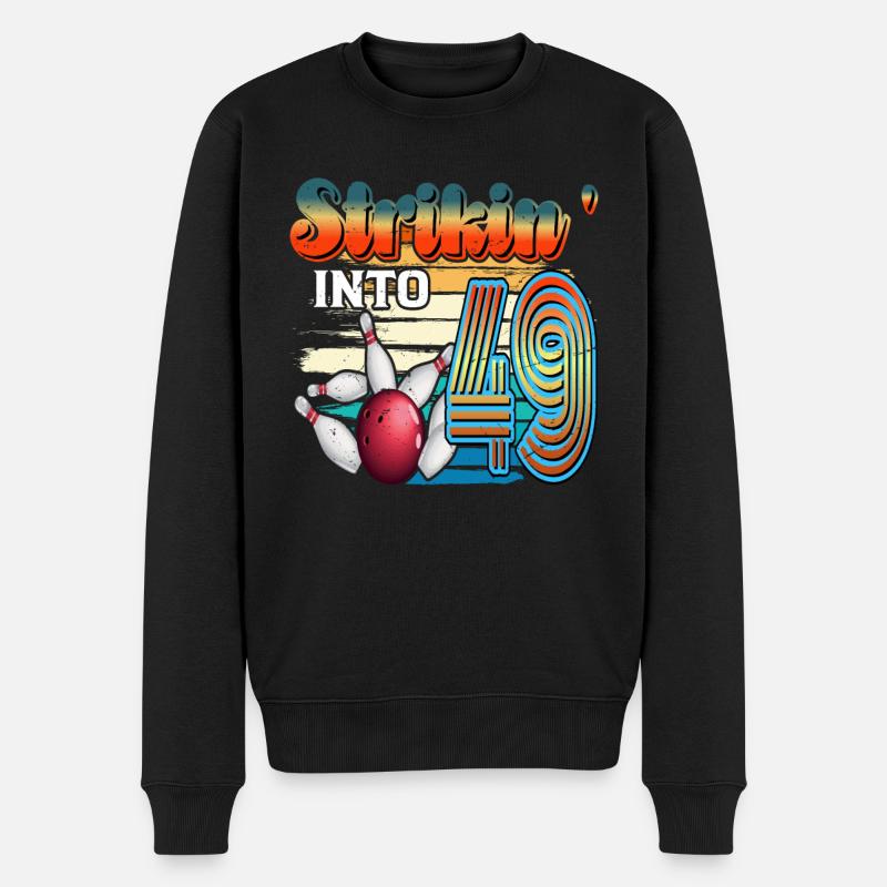 Strikin' Into 49 Bowling Bowler Feier Zum 49. - Männer Premium Bio Pullover - Schwarz