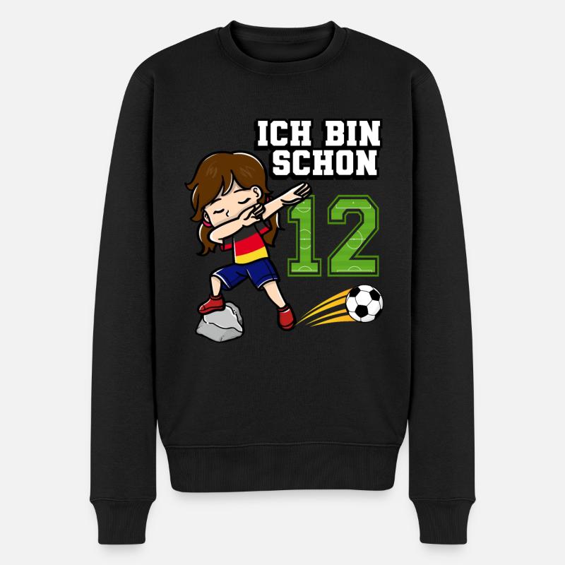 Fußball Mädchen Ich bin schon 12 Geburtstag - Männer Premium Bio Pullover - Schwarz