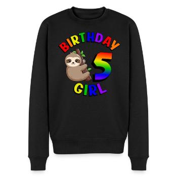 Geburtstag 5 Mädchen Niedliches Baby Faultier - Männer Premium Bio Pullover - Schwarz - Vorne - Nico (187cm)