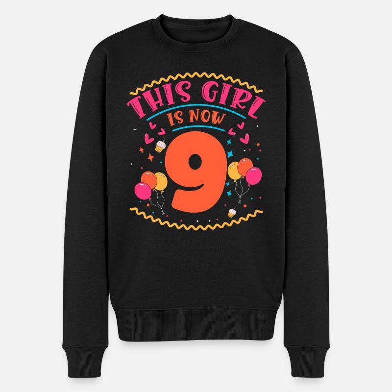 Dieses Mädchen Ist Jetzt 9 | Cupcake Themed - Männer Premium Bio Pullover - Schwarz