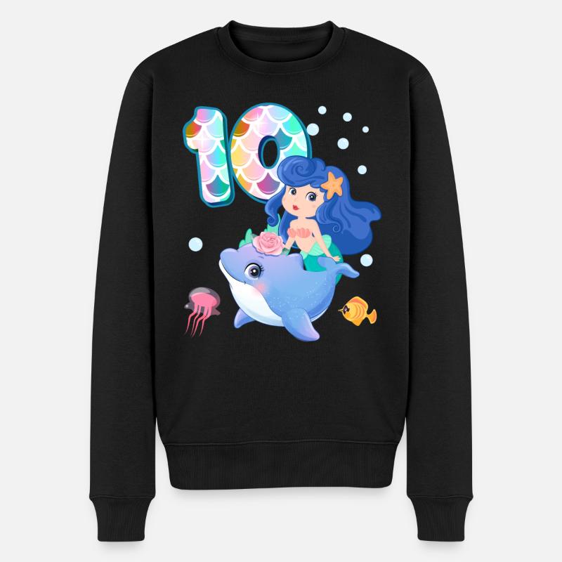 10e anniversaire | | anniversaire de sirène - Pull Premium bio Homme - noir