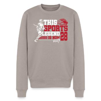 This Sports Legend Is Now 28, Lacrosse Game - Men's Premium Organic Jumper - taupe - Front - Nico (187cm)