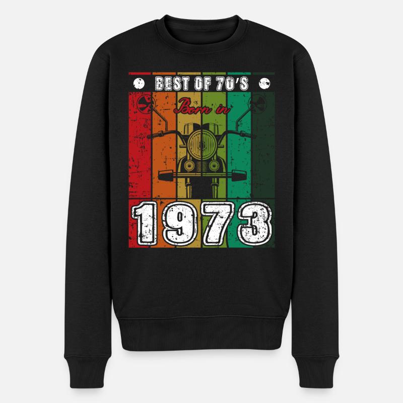 Best Of 70's Geboren 1973 Klassisches Motorrad - Männer Premium Bio Pullover - Schwarz