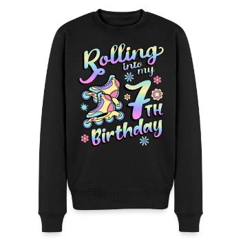 Rolling Into My 7th Birthday Roller Skater Inline - Männer Premium Bio Pullover - Schwarz - Vorne - Nico (187cm)