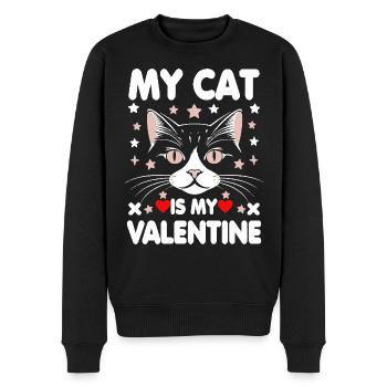 My Cat Is My Valentine - Men's Premium Organic Jumper - black - Front - Nico (187cm)