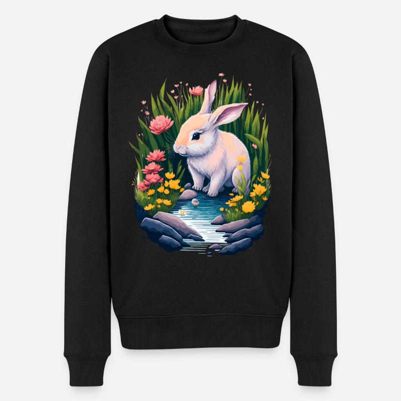 Schöne Illustration eines Kaninchens - Männer Premium Bio Pullover - Schwarz