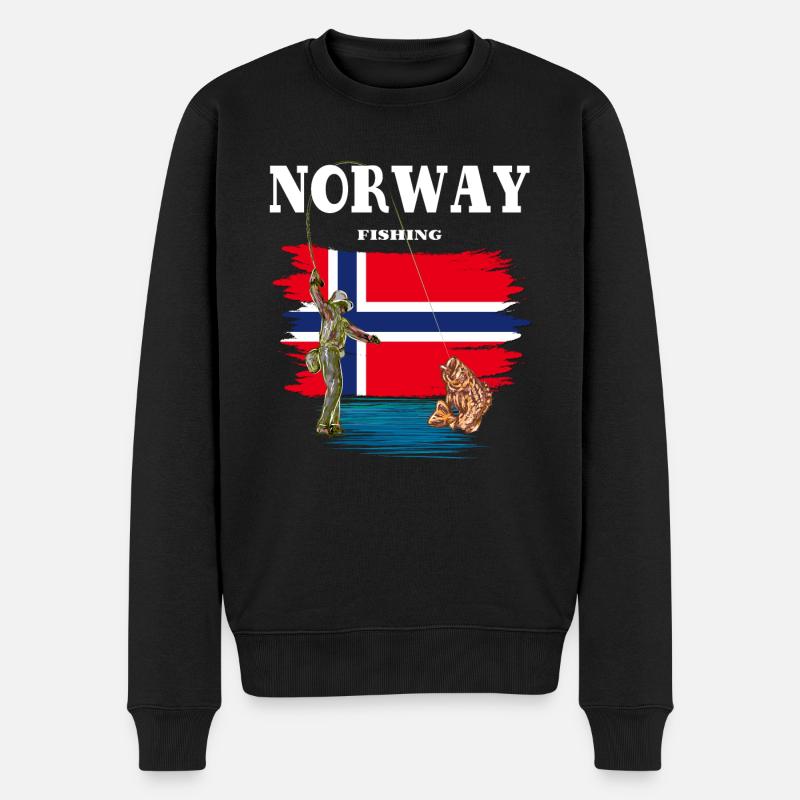 PÊCHE EN NORVÈGE - Pull Premium bio Homme - noir