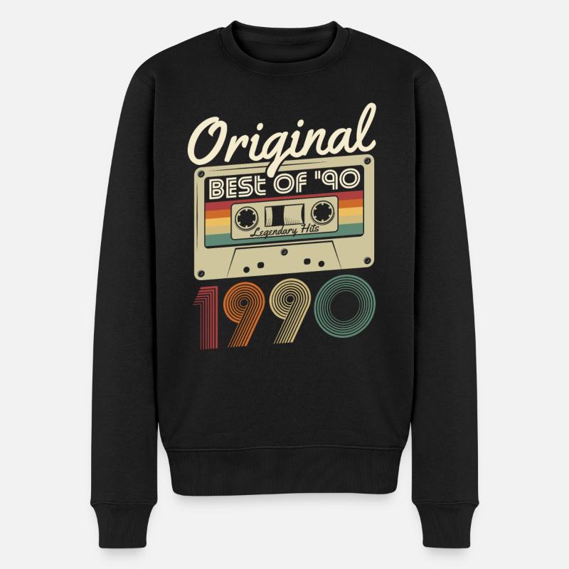 Original 1990 Jahrgang geboren Retro Geburtstag - Männer Premium Bio Pullover - Schwarz
