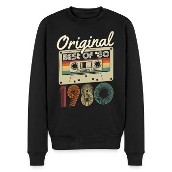 Origine 1980 naissance naissance rétro anniversaire - Pull Premium bio Homme - noir - Devant - Nico (187cm)