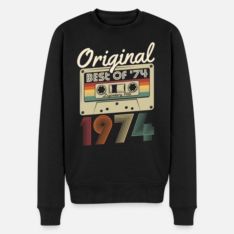 Original 1974 Jahrgang geboren Retro Geburtstag - Männer Premium Bio Pullover - Schwarz