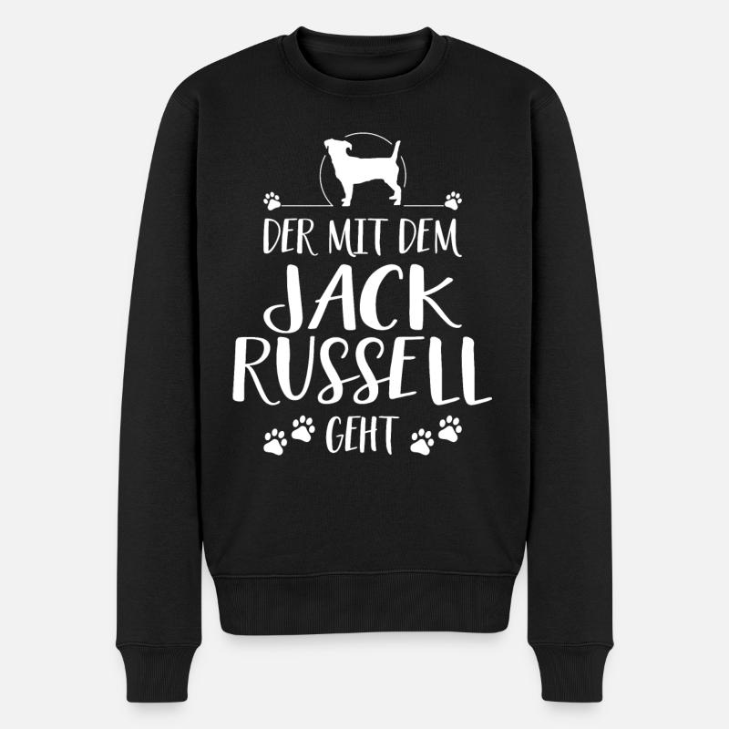 DER MIT JACK RUSSELL Terrier GEHT Spruch Wilsigns - Männer Premium Bio Pullover - Schwarz