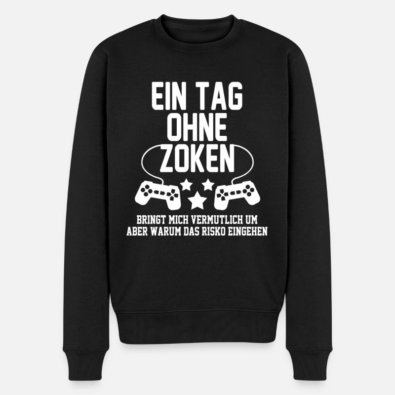 Ein Tag ohne zocken - Männer Premium Bio Pullover - Schwarz