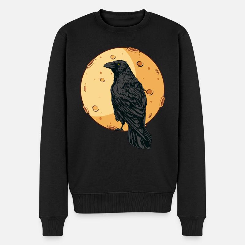Beautiful Black Crow Raven Bird Watch. Birds Silho - Männer Premium Bio Pullover - Schwarz