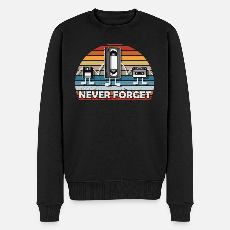 Never Forget Tee Funny Videocassette Floppy Disk - Männer Premium Bio Pullover - Schwarz