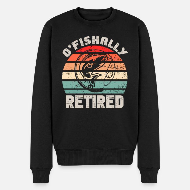 O'fishally retired - Männer Premium Bio Pullover - Schwarz