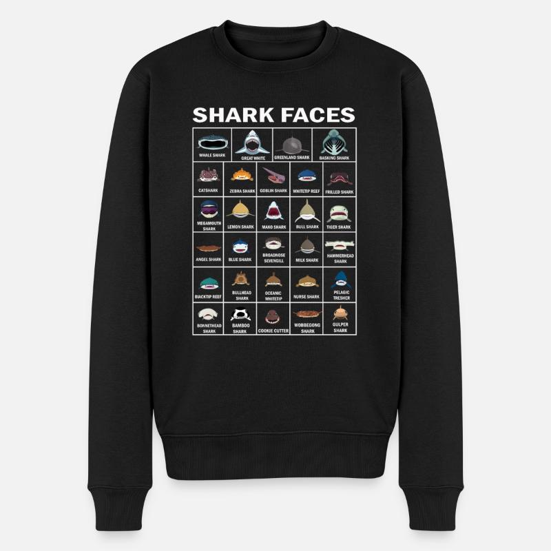 Types Of Shark Faces. Shark Face Identification - Männer Premium Bio Pullover - Schwarz
