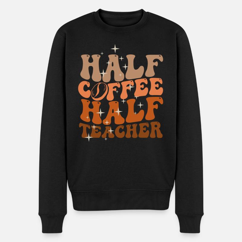Half Coffee Half Teacher - Men's Premium Organic Jumper - black