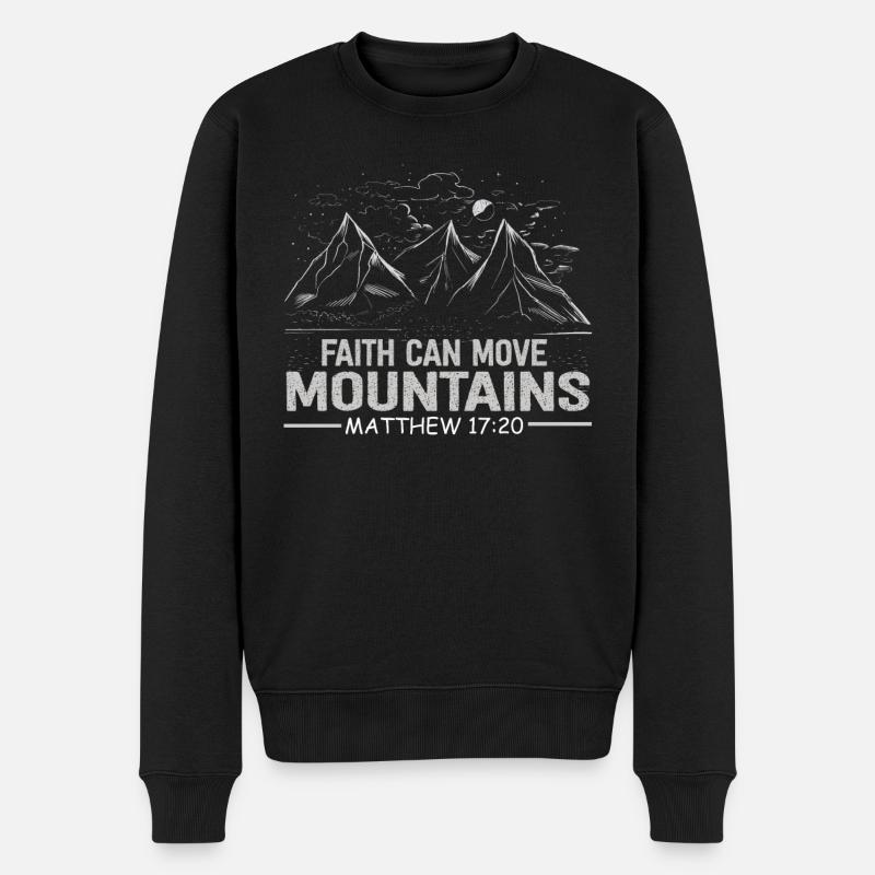 Christian Faith Can Move Mountains Jesus Christ - Männer Premium Bio Pullover - Schwarz