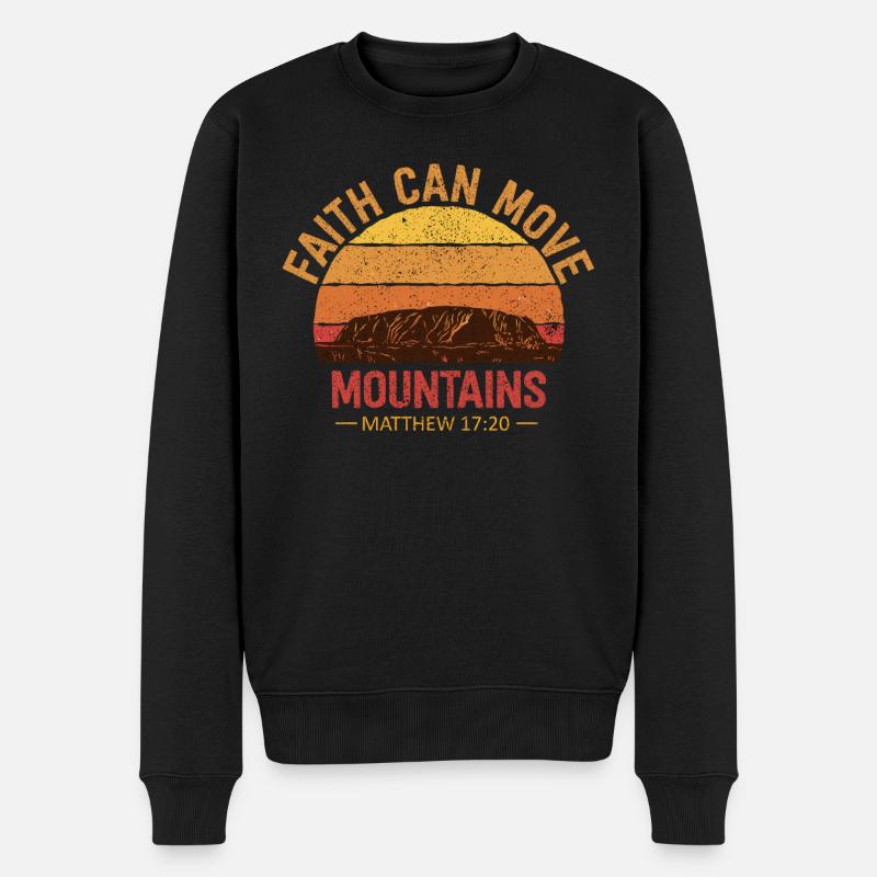 Christian Faith Can Move Mountains Jesus Christ - Männer Premium Bio Pullover - Schwarz