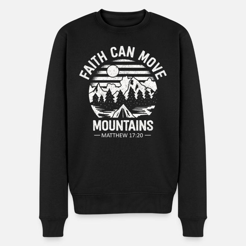 Christian Faith Can Move Mountains Jesus Christ - Männer Premium Bio Pullover - Schwarz