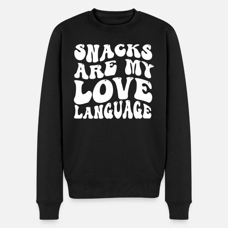 Snacks sind meine Liebessprache - Männer Premium Bio Pullover - Schwarz